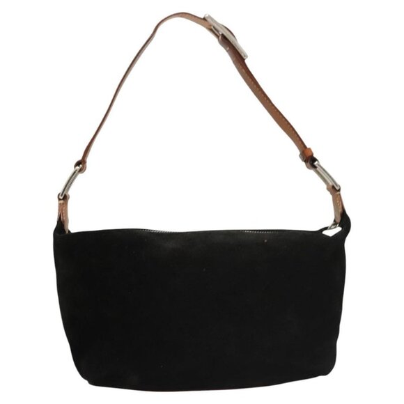 CELINE C Macadam Canvas Shoulder Bag Suede Black Silver Auth 120034 - Picture 2 of 16